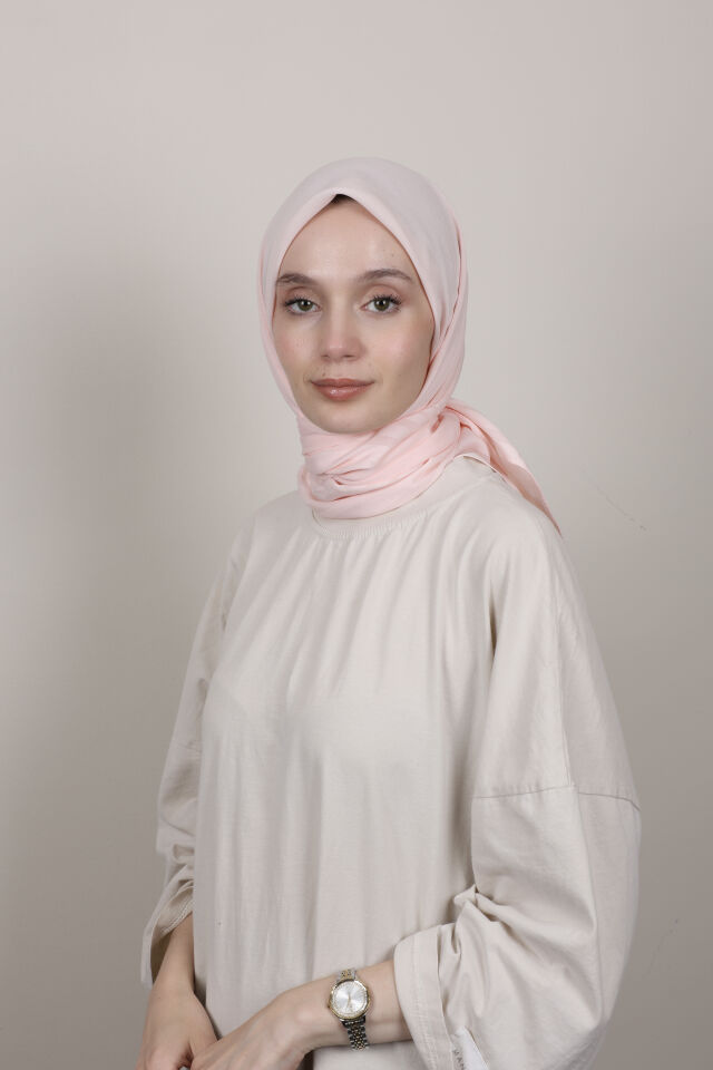 Bordürlü Şifon Eşarp G-49.1 Açık Pudra