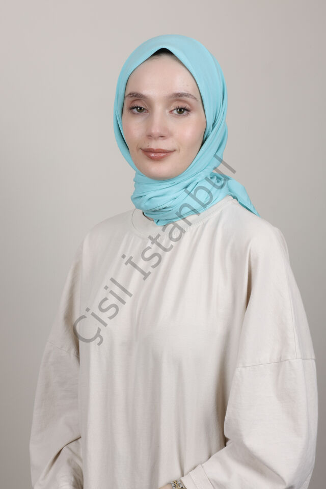 Bordürlü Şifon Eşarp G-49.1 Bebe Mavisi
