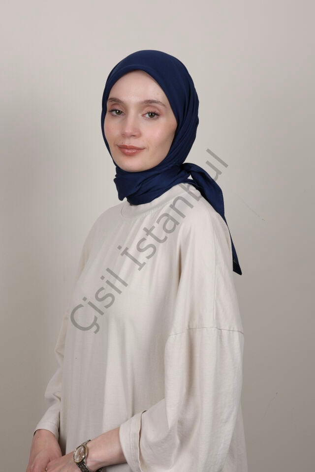 Bordürlü Şifon Eşarp G-49.1 Gece Laciverti