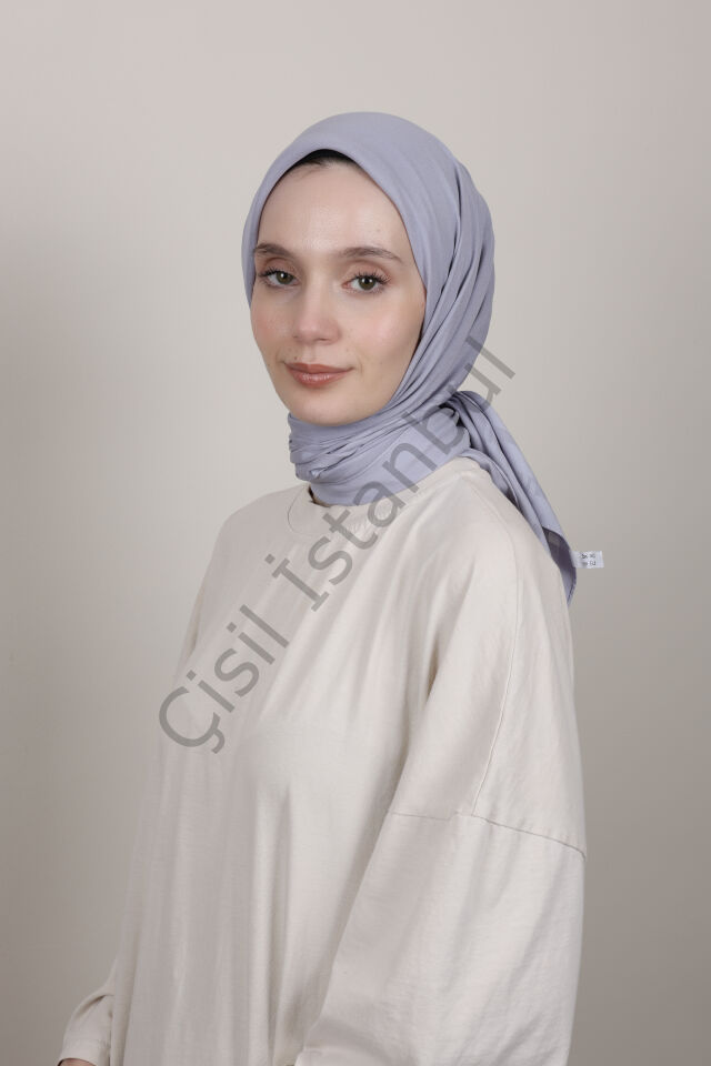 Bordürlü Şifon Eşarp G-49.1 Gri Lila