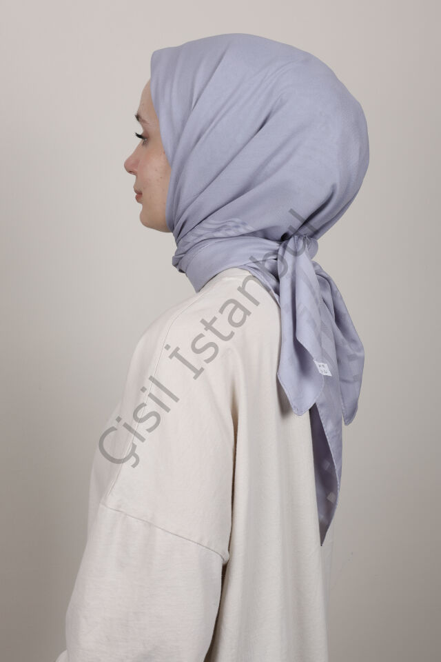 Bordürlü Şifon Eşarp G-49.1 Gri Lila