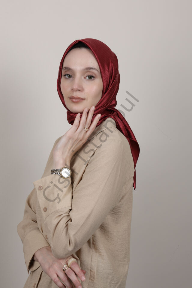 Desenli Jakarlı Eşarp G-73.1 Bordo