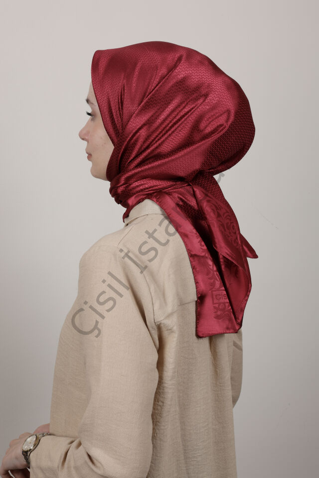 Desenli Jakarlı Eşarp G-73.1 Bordo