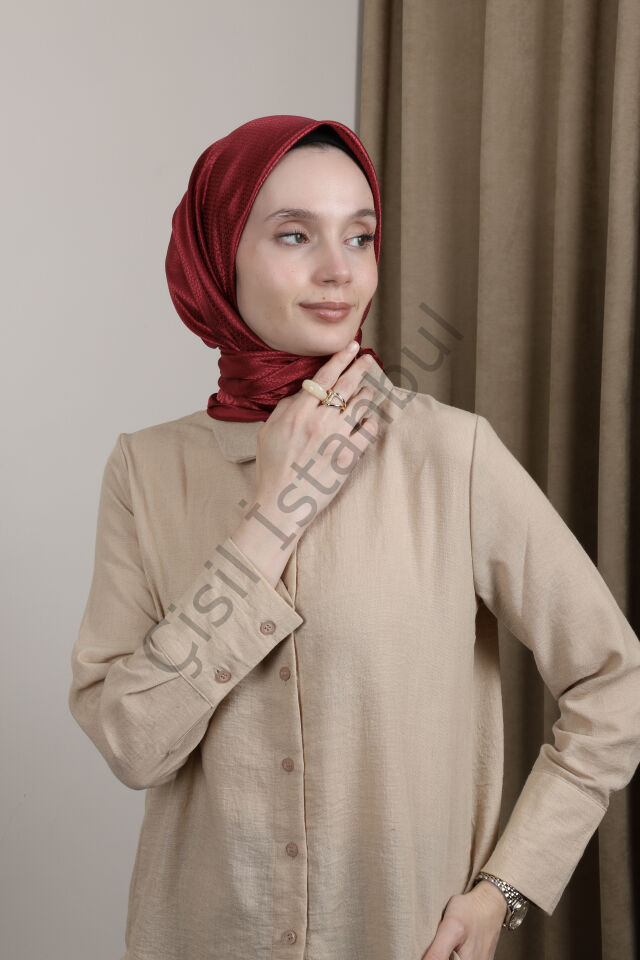 Desenli Jakarlı Eşarp G-73.1 Bordo
