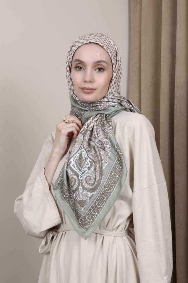 Desenli Kaşmir Eşarp G-80 Açık Yeşil
