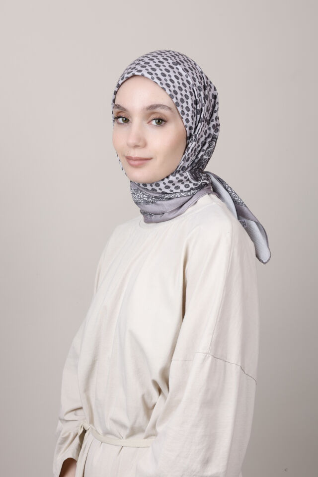 Desenli Kaşmir Eşarp G-80 Gri