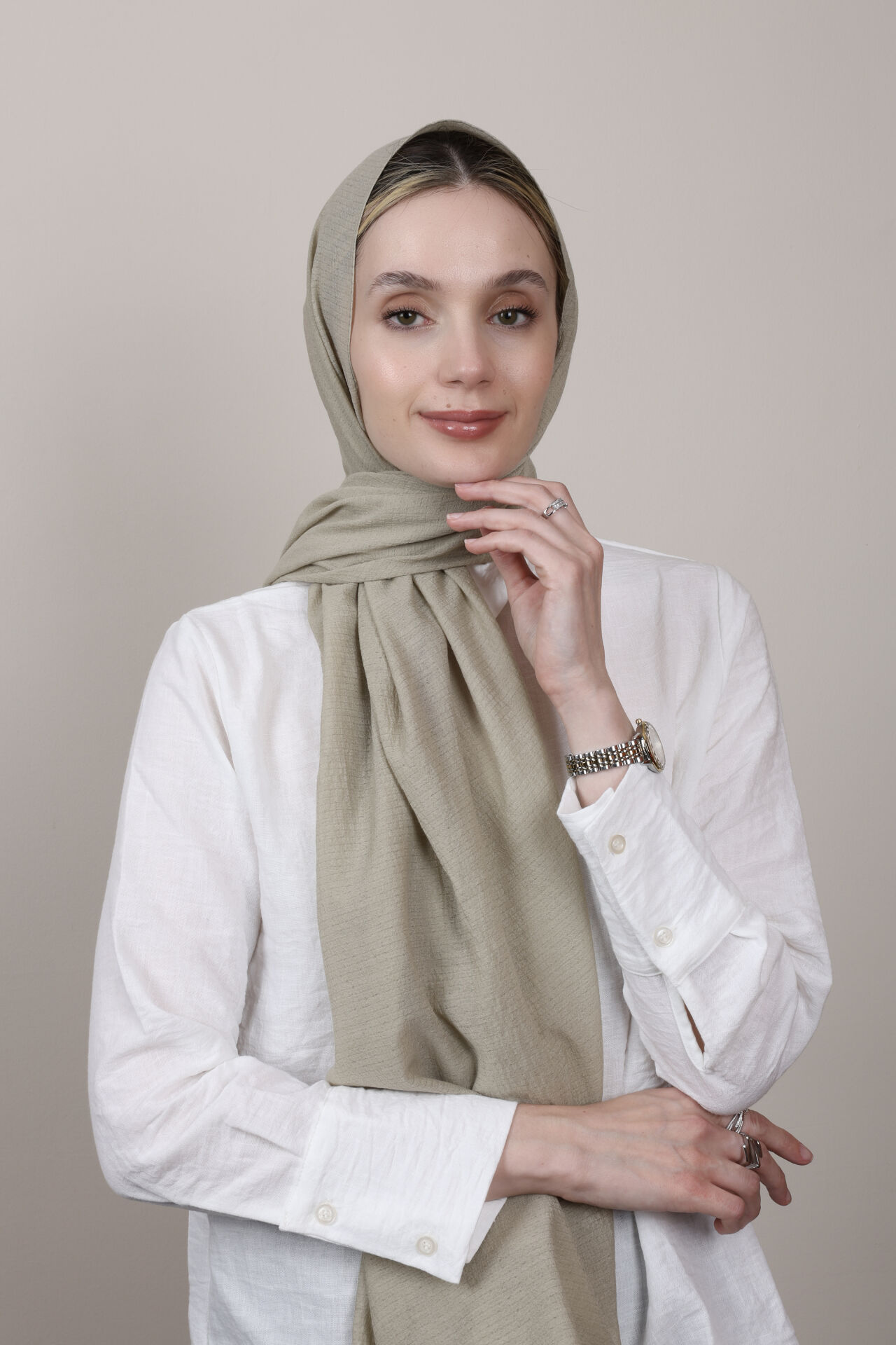 Crispy Krep Şal N-37 Adaçayı Yeşili