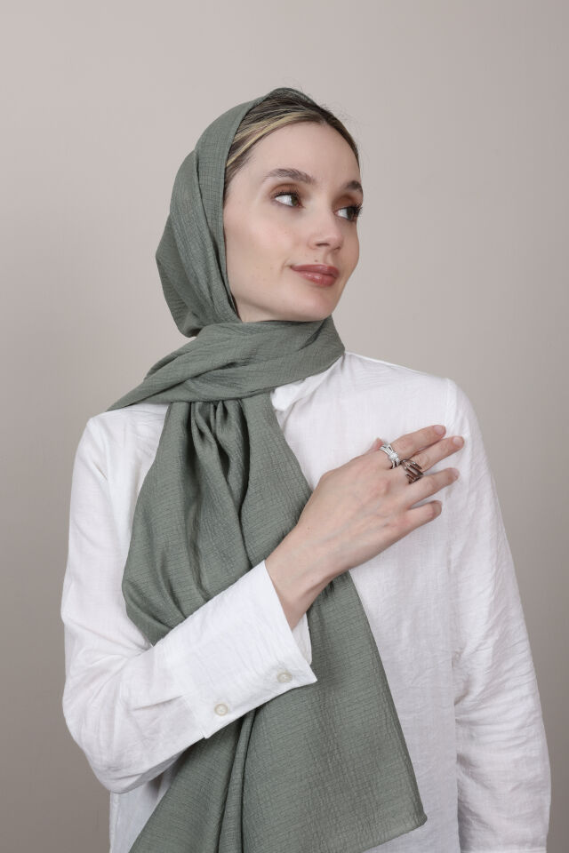 Crispy Krep Şal N-37 Haki Gri