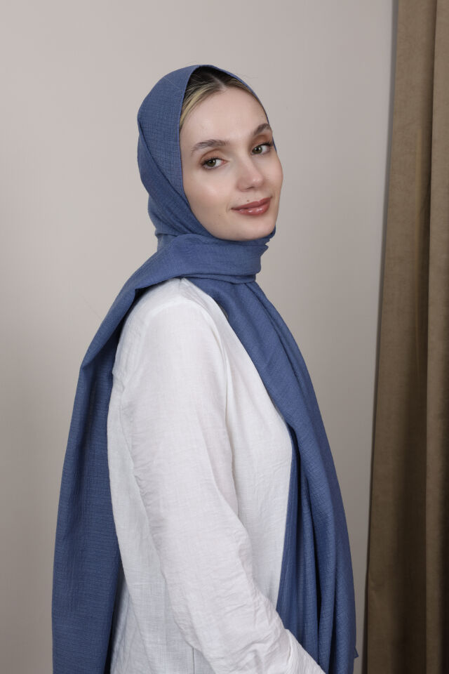 Crispy Krep Şal N-37 İndigo Mavi