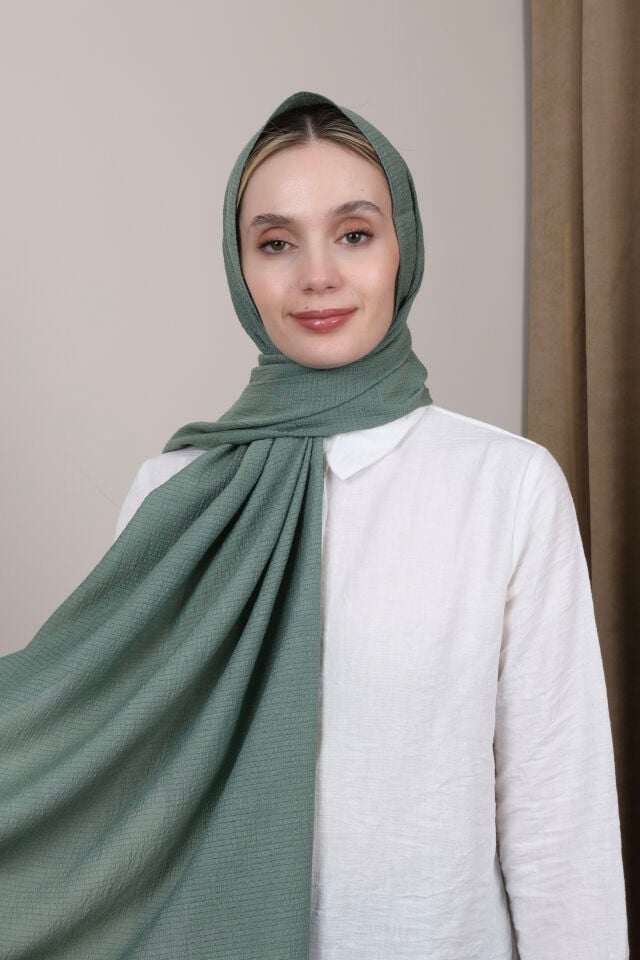 Crispy Krep Şal N-37 Koyu Adaçayı Yeşili