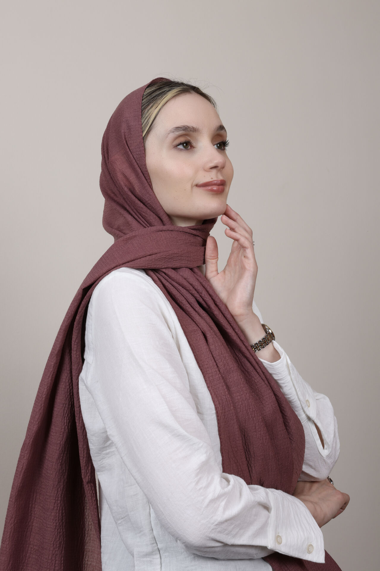 Crispy Krep Şal N-37 Koyu Gül