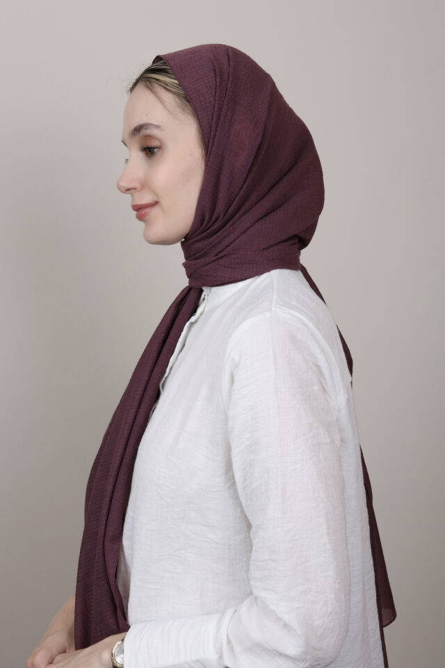 Crispy Krep Şal N-37 Koyu Mürdüm Kahve