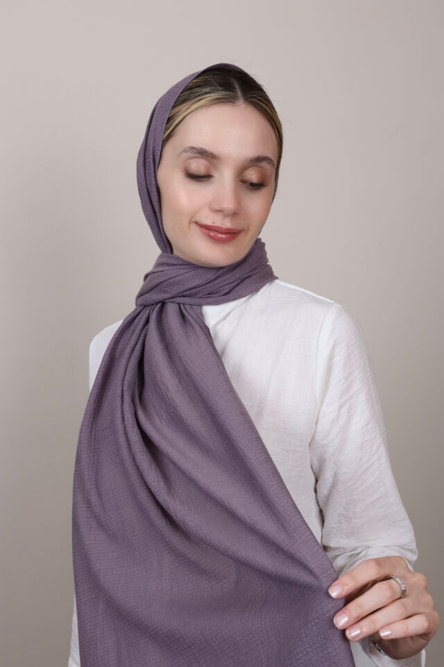 Crispy Krep Şal N-37 Mürdüm Gri