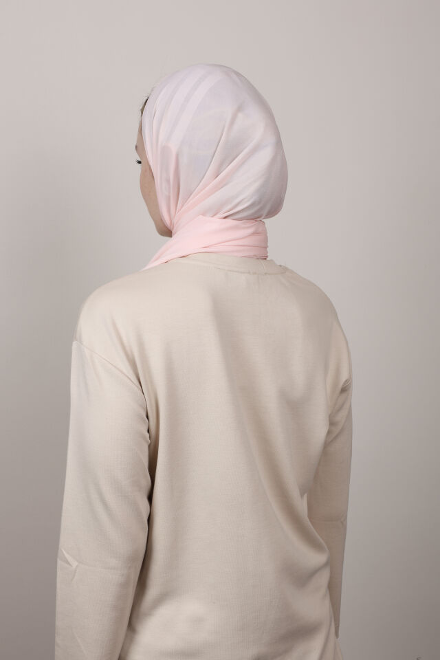Bordürlü Şifon Şal N-49.1 Toz Pembe