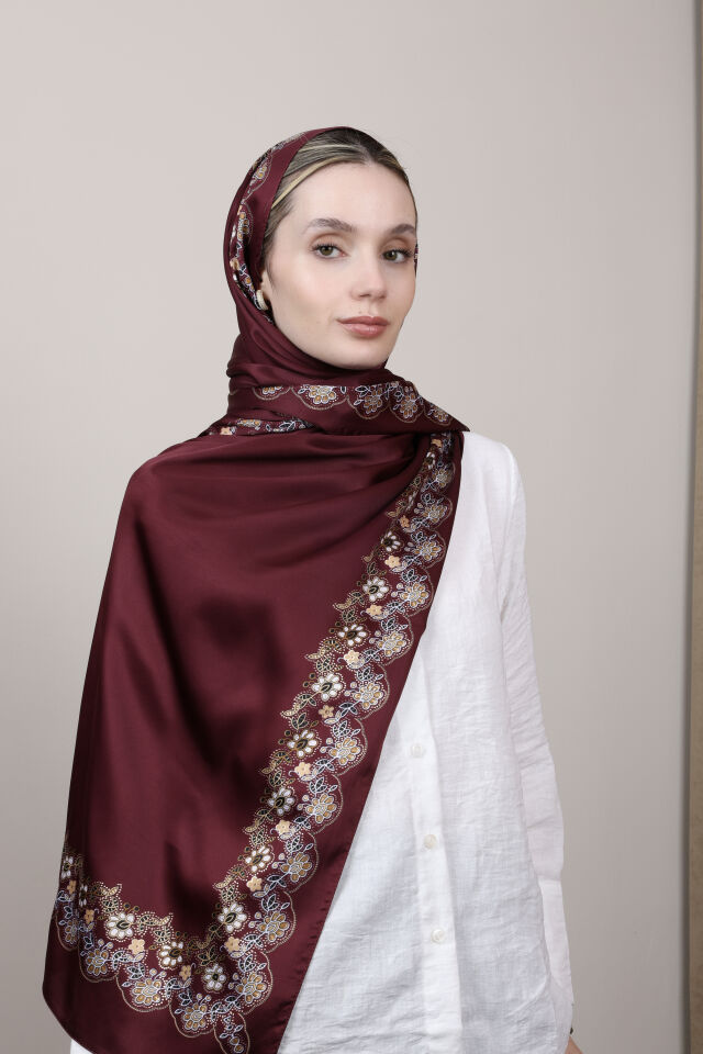 Varaklı Ethol Şal Desenli N-50 Bordo