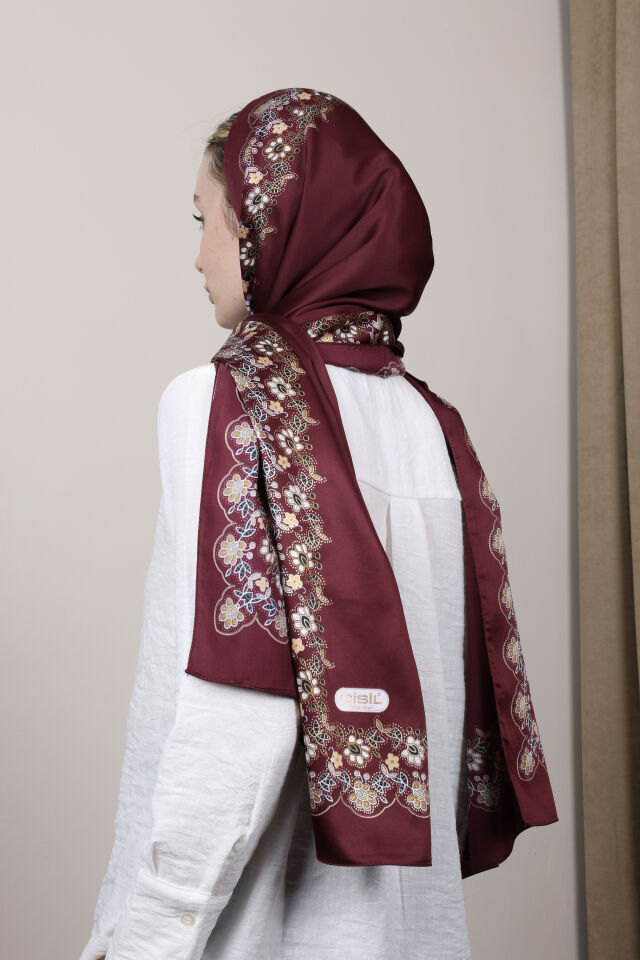 Varaklı Ethol Şal Desenli N-50 Bordo