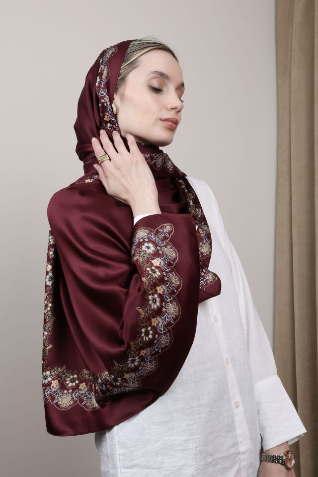 Varaklı Ethol Şal Desenli N-50 Bordo