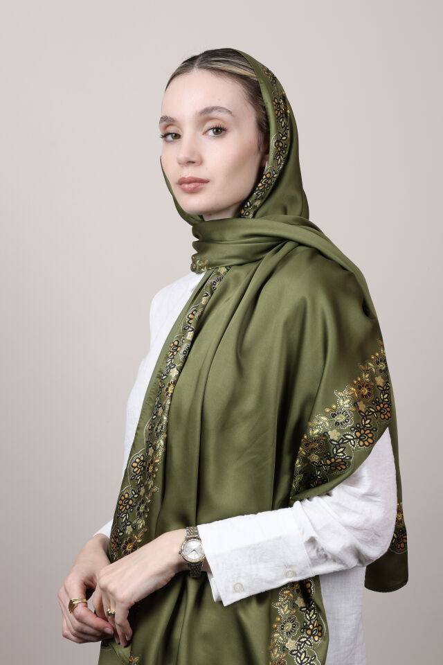 Varaklı Ethol Şal Desenli N-50 Yeşil