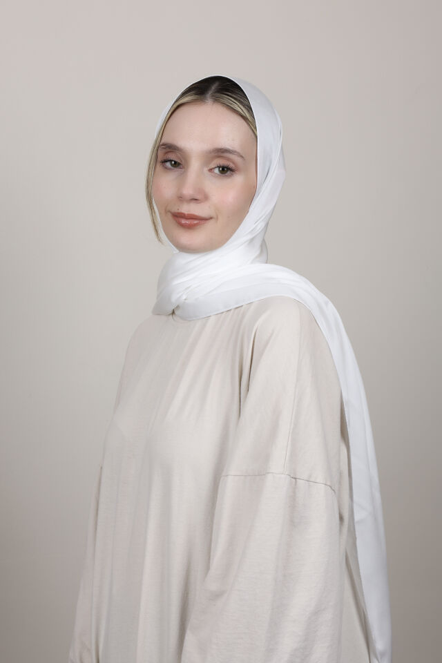 Düz Renkli Rayon Şal N-50.1 Beyaz
