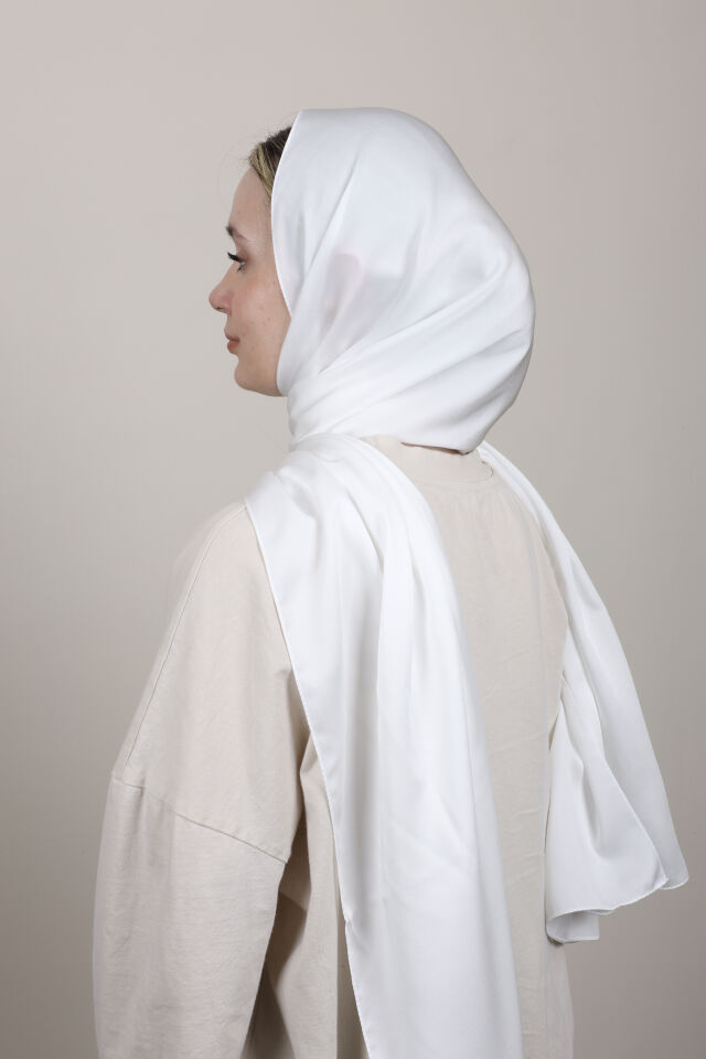 Düz Renkli Rayon Şal N-50.1 Beyaz