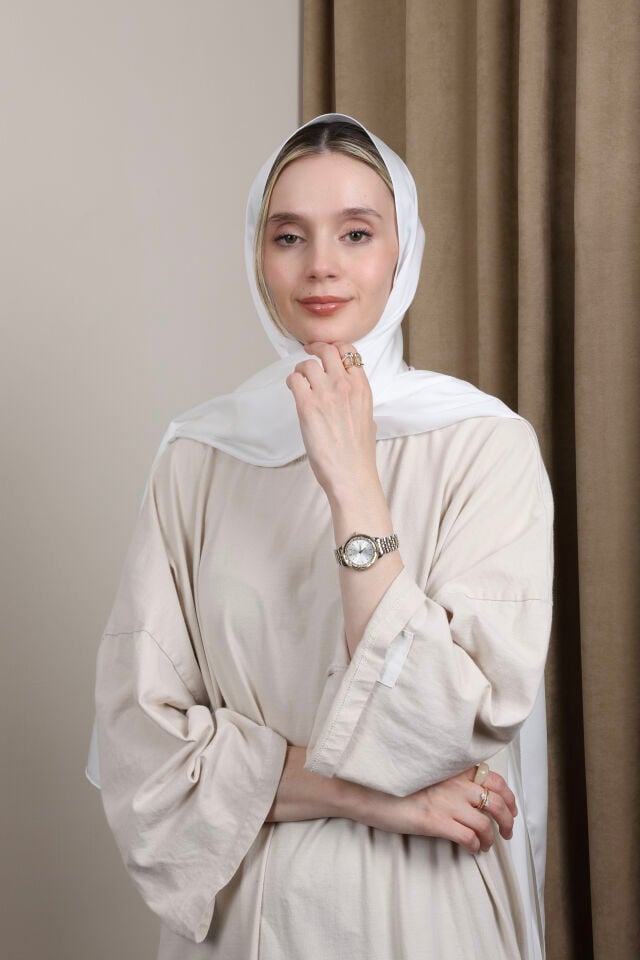 Düz Renkli Rayon Şal N-50.1 Beyaz