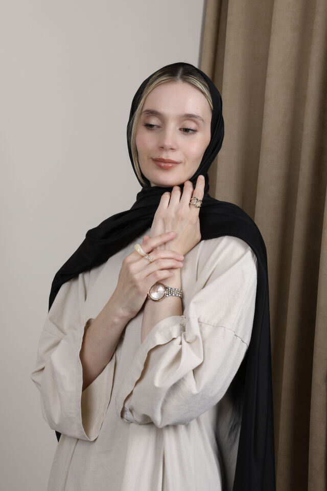 Düz Renkli Rayon Şal N-50.1 Siyah