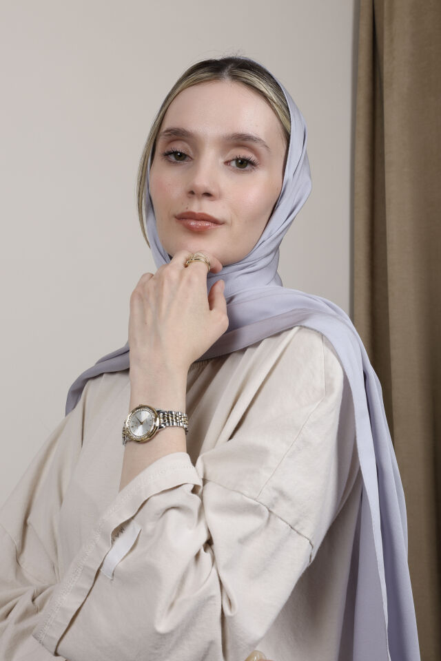 Düz Renkli Rayon Şal N-50.1 Gri Lila