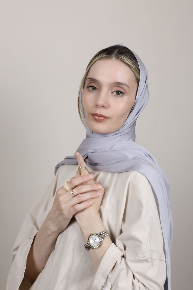 Düz Renkli Rayon Şal N-50.1 Gri Lila