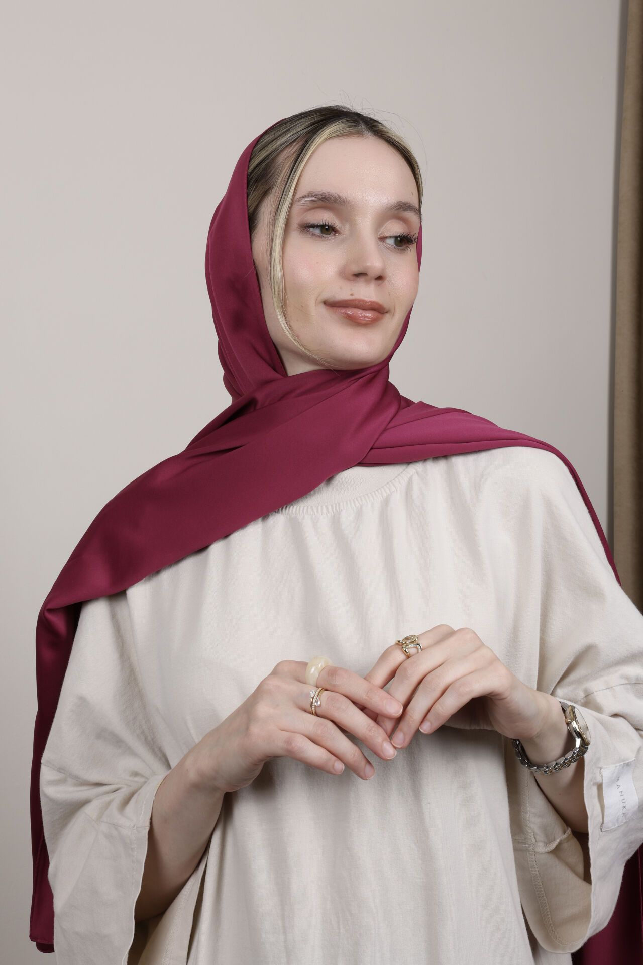 Düz Renkli Rayon Şal N-50.1 Gül Kurusu