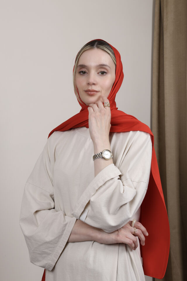 Düz Renkli Rayon Şal N-50.1 Kırmızı