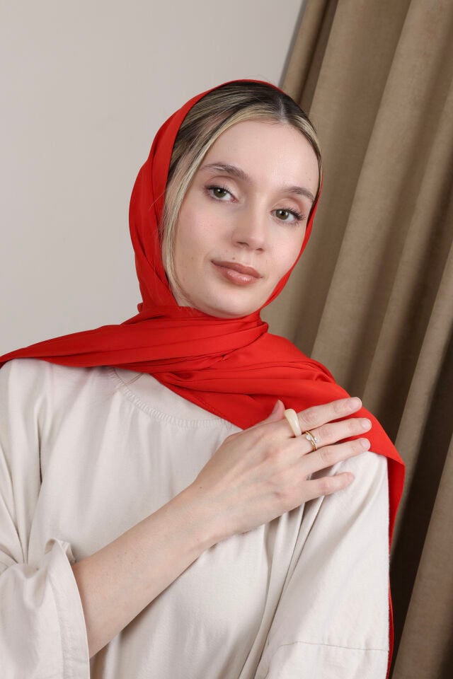 Düz Renkli Rayon Şal N-50.1 Kırmızı