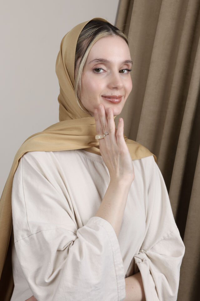Düz Renkli Rayon Şal N-50.1 Kum Beji