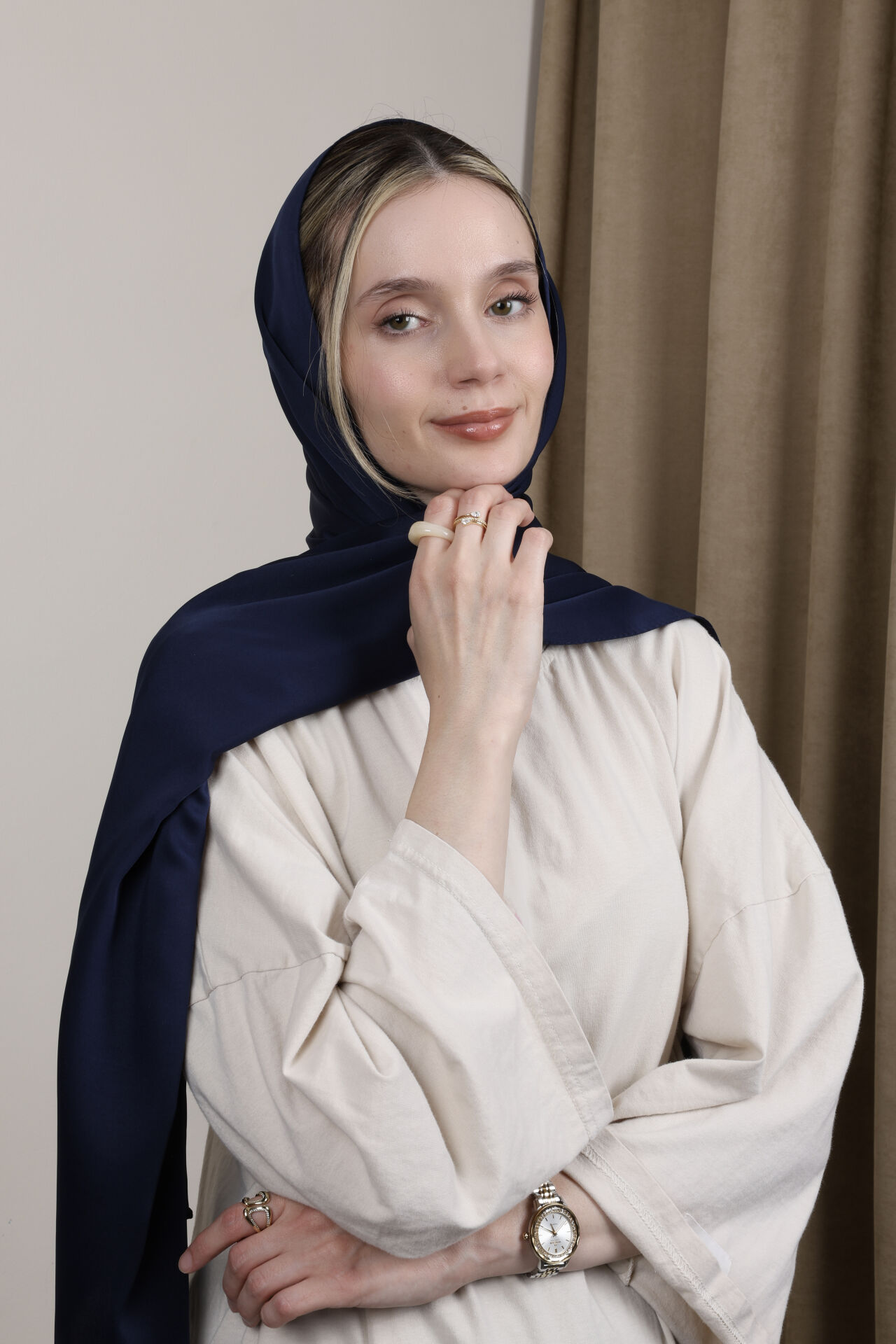 Düz Renkli Rayon Şal N-50.1 Lacivert