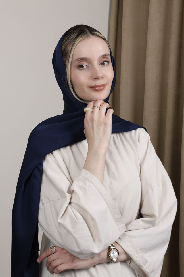 Düz Renkli Rayon Şal N-50.1 Lacivert