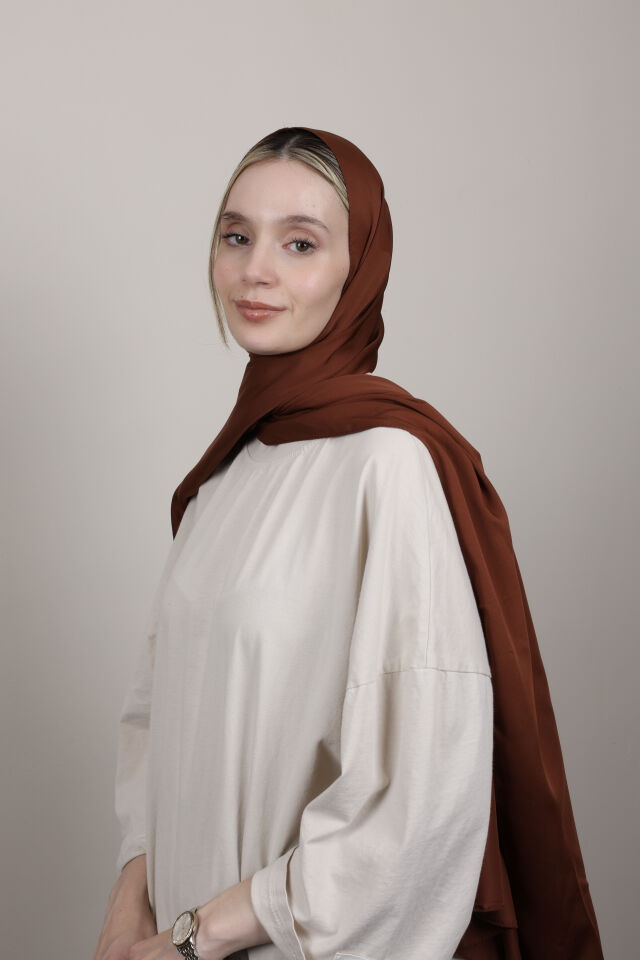 Düz Renkli Rayon Şal N-50.1 Kahverengi