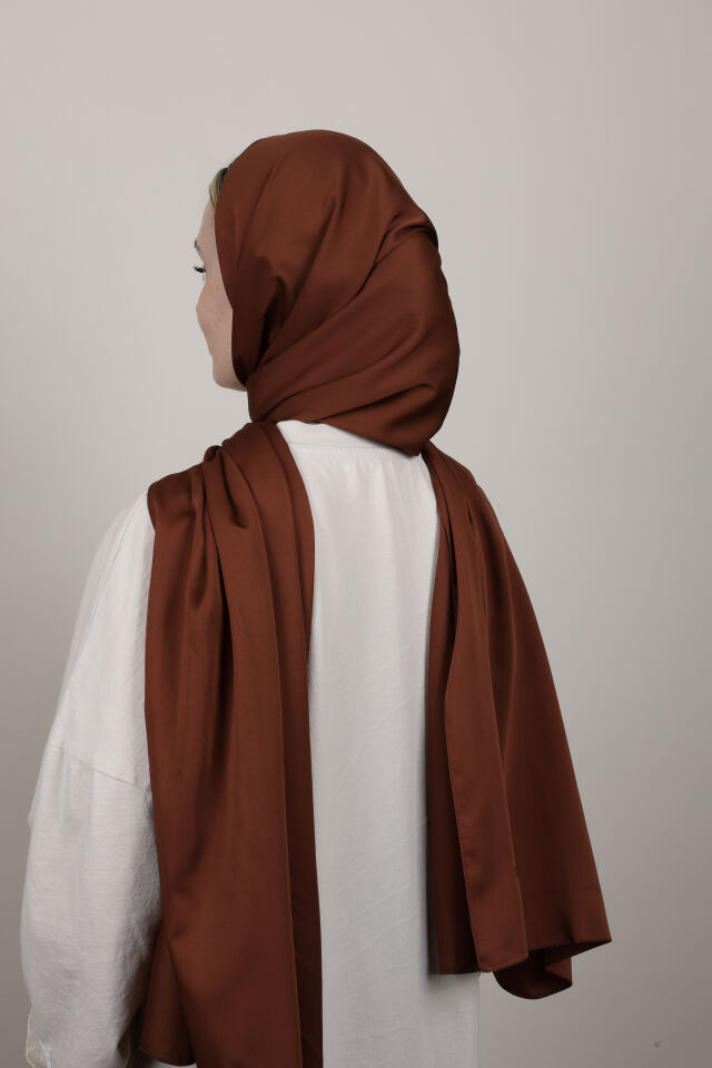 Düz Renkli Rayon Şal N-50.1 Kahverengi