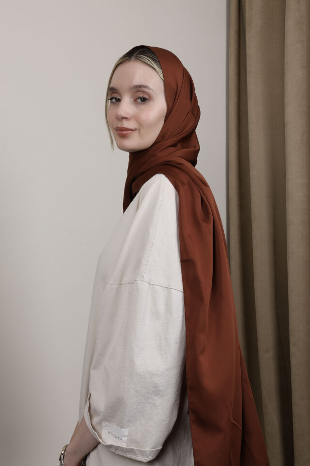 Düz Renkli Rayon Şal N-50.1 Kahverengi