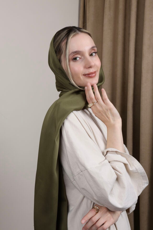 Düz Renkli Rayon Şal N-50.1 Koyu Haki