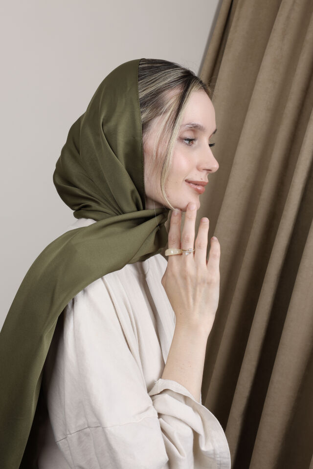 Düz Renkli Rayon Şal N-50.1 Koyu Haki