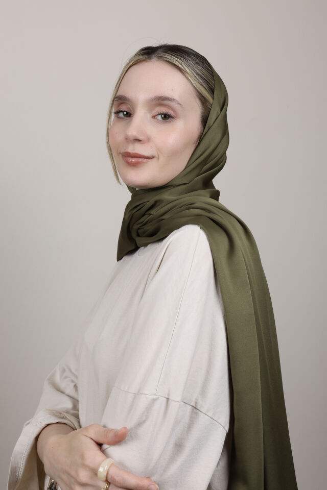 Düz Renkli Rayon Şal N-50.1 Koyu Haki