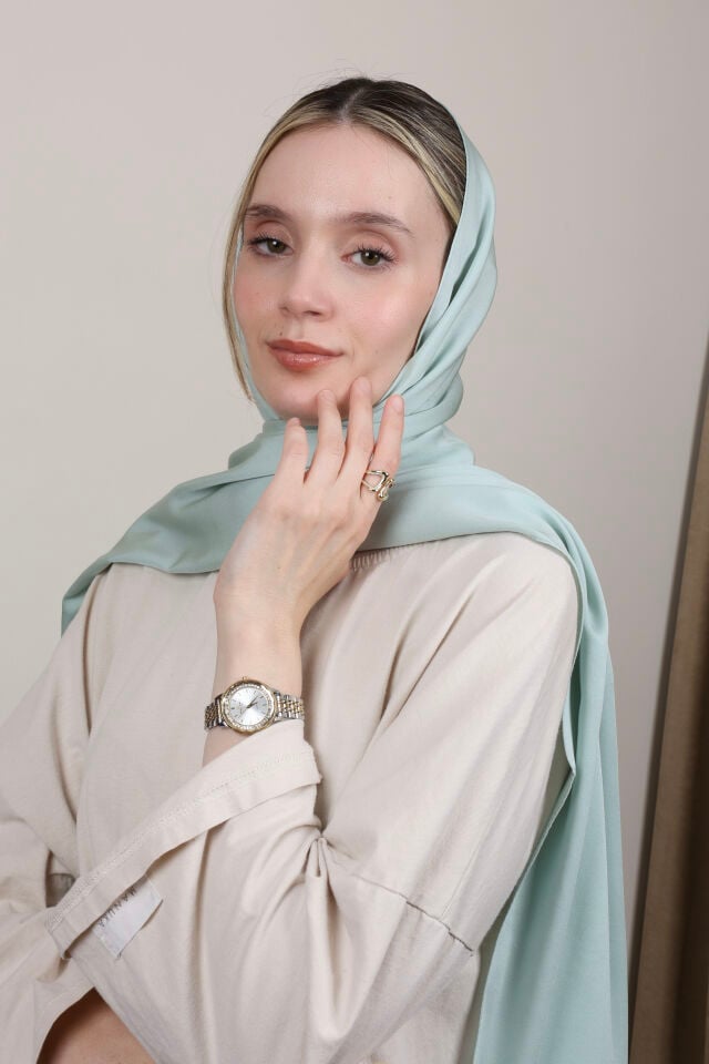 Düz Renkli Rayon Şal N-50.1 Buz Mavisi