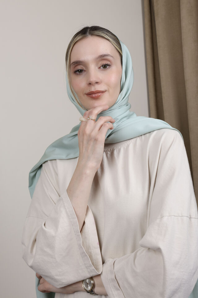 Düz Renkli Rayon Şal N-50.1 Buz Mavisi