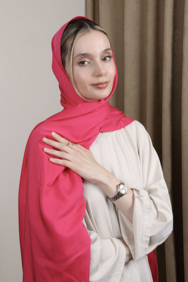 Düz Renkli Rayon Şal N-50.1 Fuşya Pembe