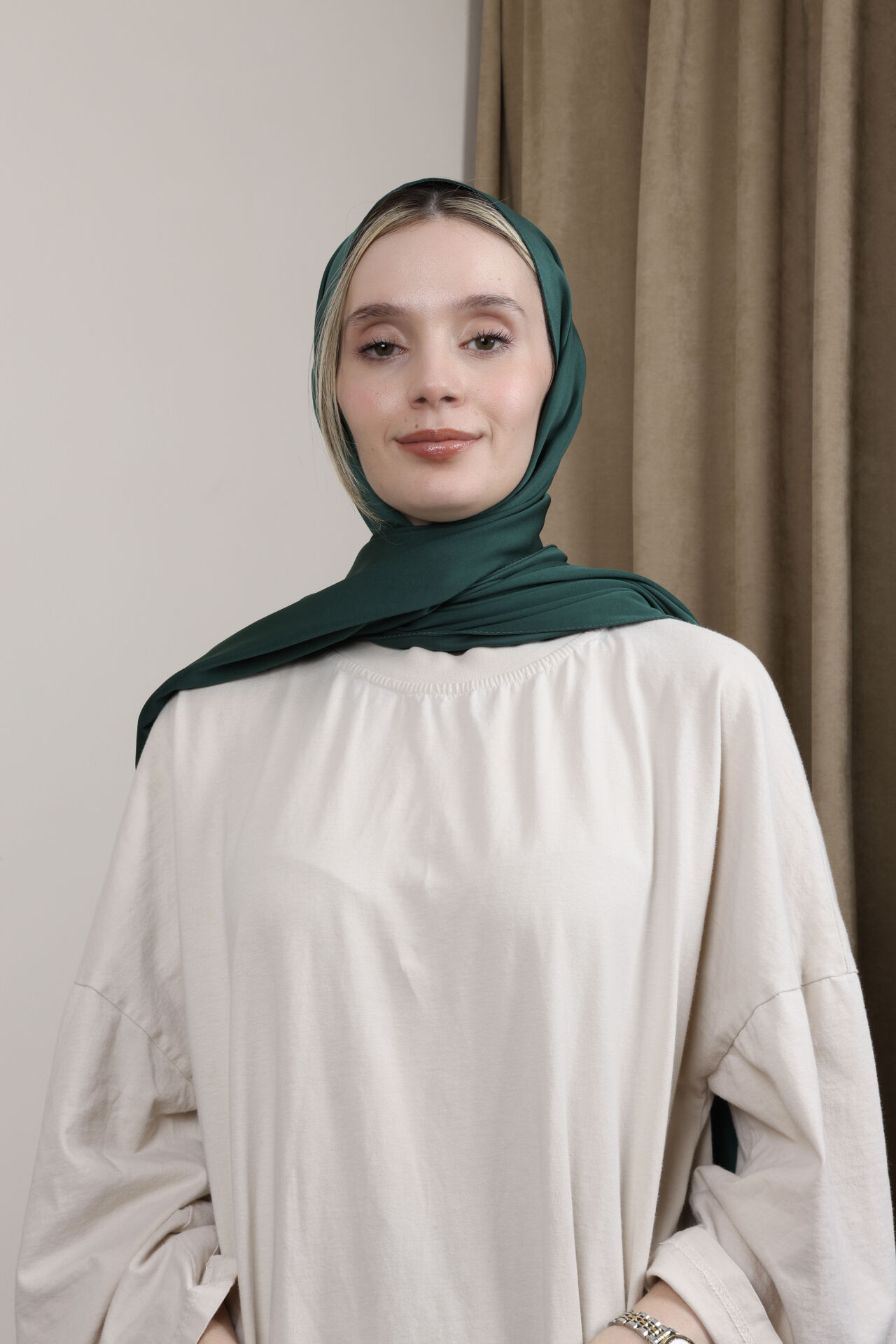 Düz Renkli Rayon Şal N-50.1 Gece Yeşili
