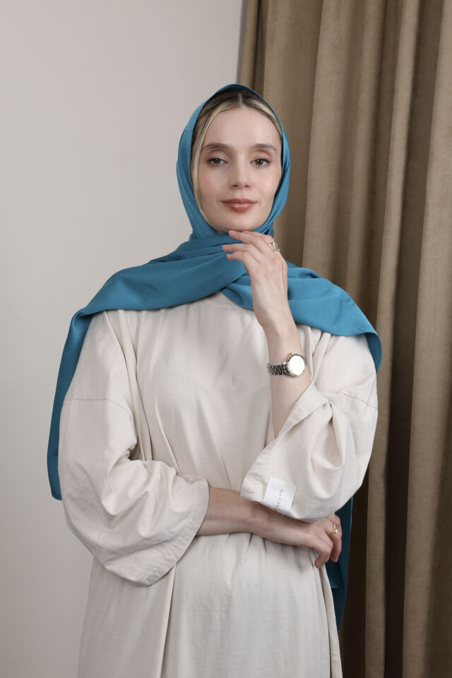 Düz Renkli Rayon Şal N-50.1 Petrol Mavisi