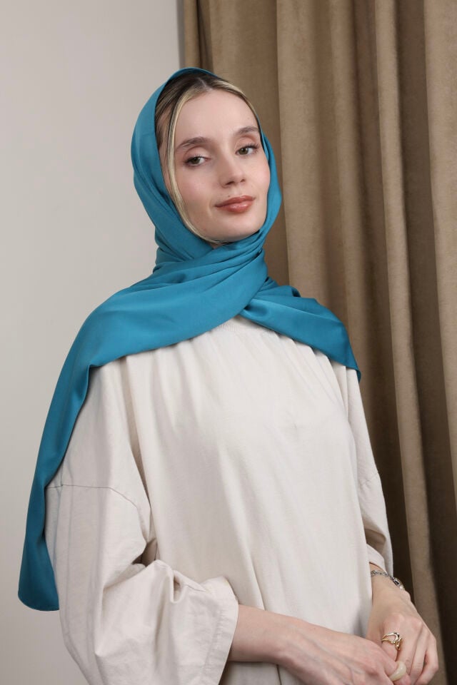 Düz Renkli Rayon Şal N-50.1 Petrol Mavisi