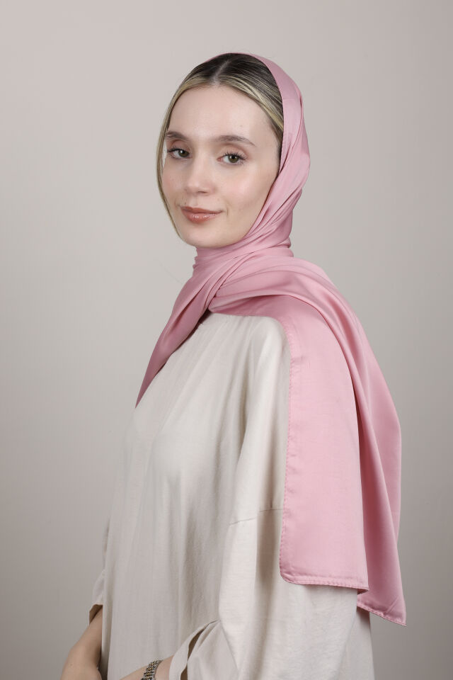 Düz Renkli Rayon Şal N-50.1 Pudra Gül