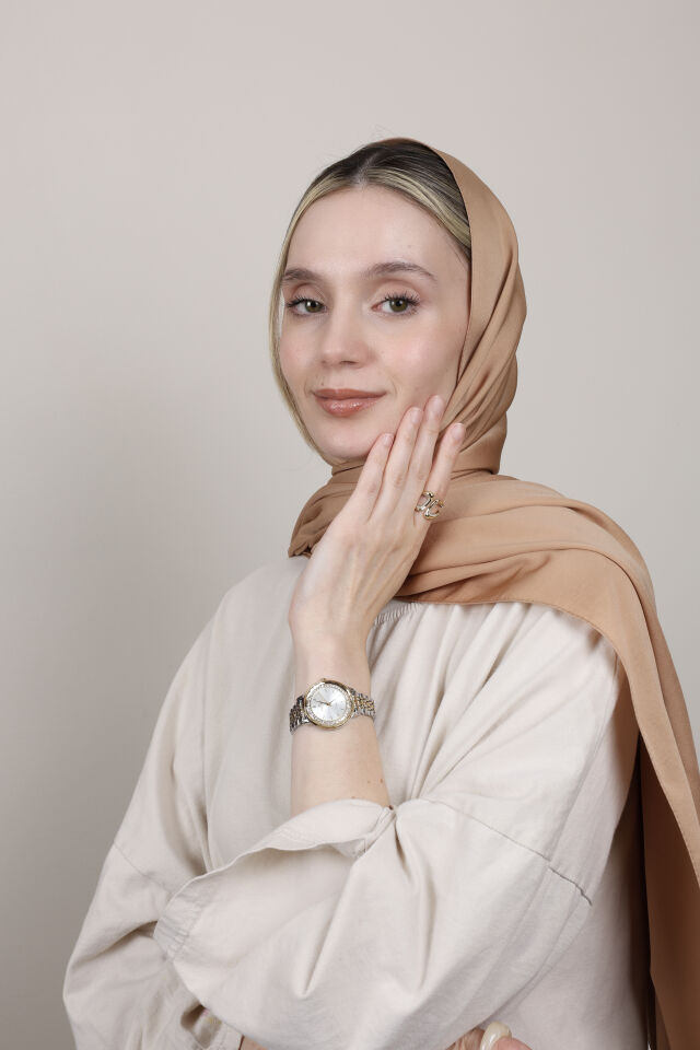 Düz Renkli Rayon Şal N-50.1 Pudra Vizon