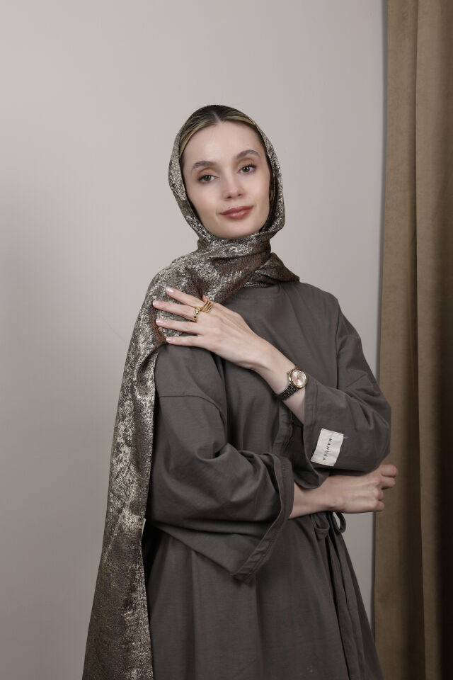 Mırmır Desenli Şal N-80.2 Siyah-Gold