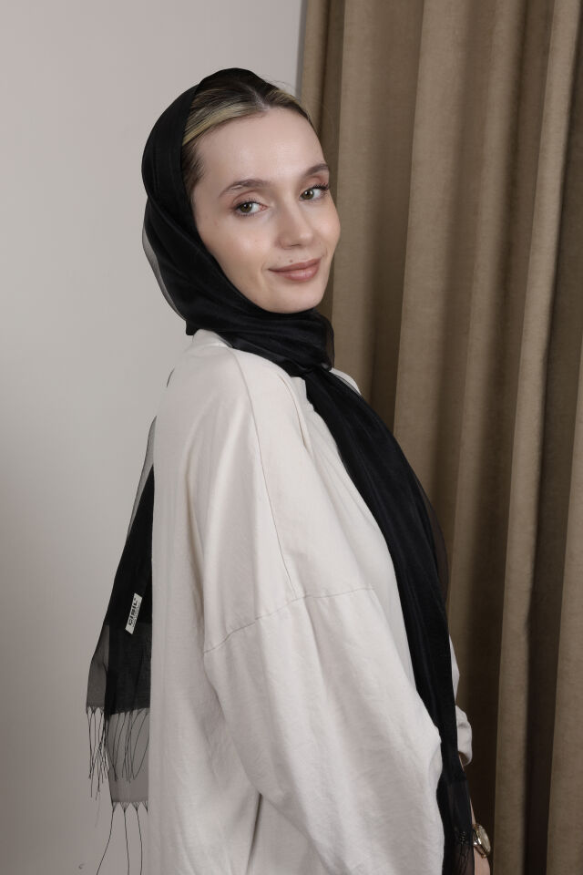 Prenses Şal Renkli N-96 Siyah